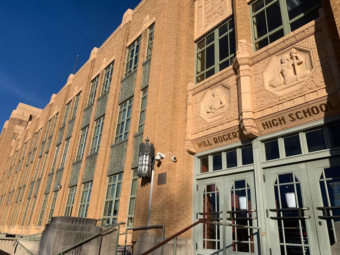 Will Rogers High School at 3909 E. 5th Place in Tulsa, where Leon was a student from 1956-1959. The 1937 Baldwin grand piano Leon used to wow classmates with was recently restored and remains in the school auditorium.