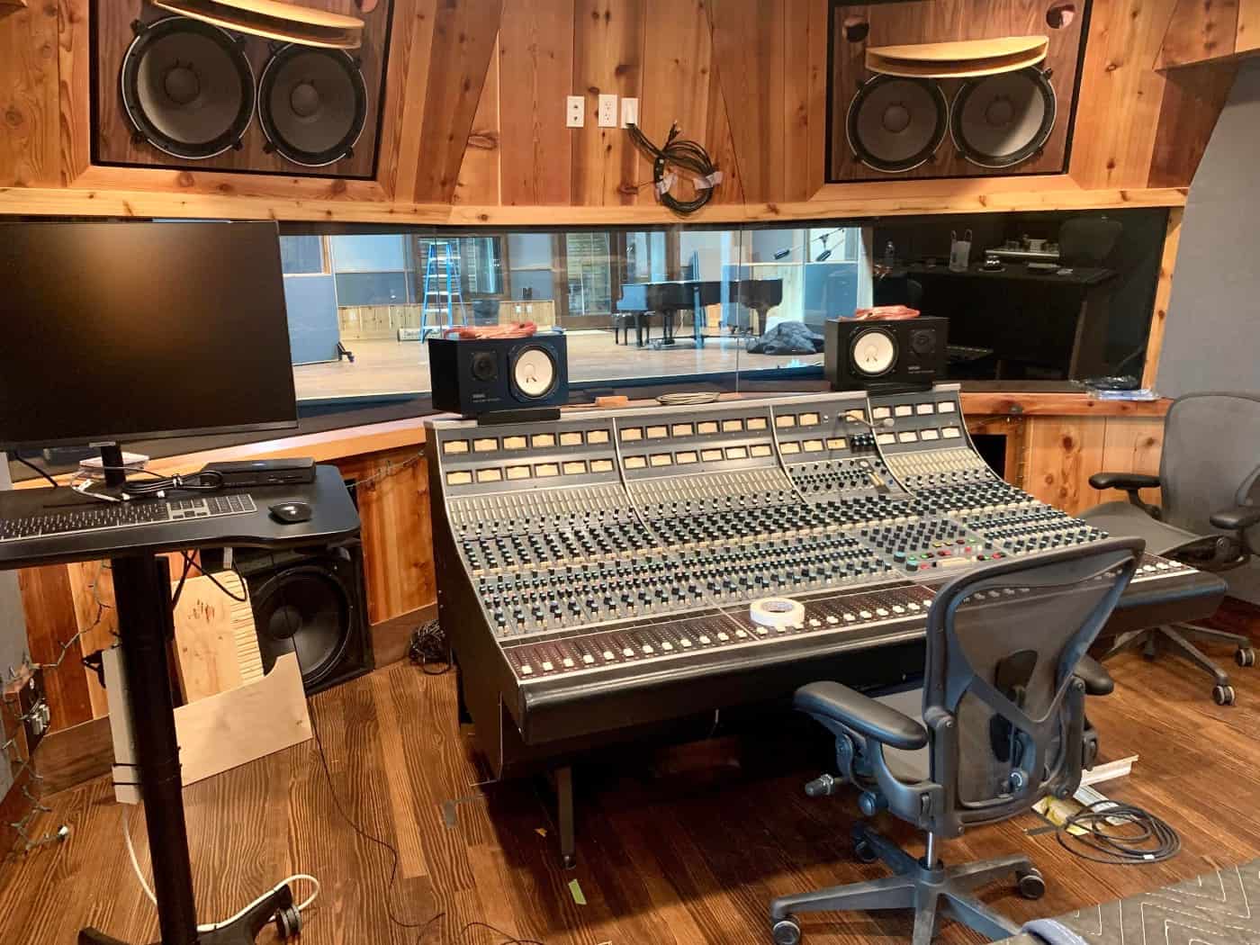 View from the control room at the Church Studio.